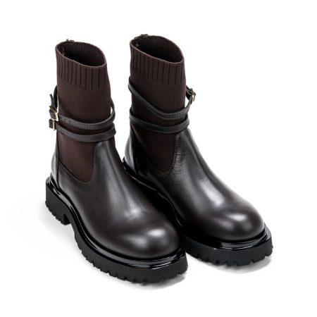 Ženske kožne plitke čizme Roberto-Serpentini-000LS braon ravne